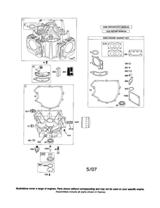 Cylinder/Sump Diagram and Parts List for 44K700 0026-0124 Briggs and Stratton Engine